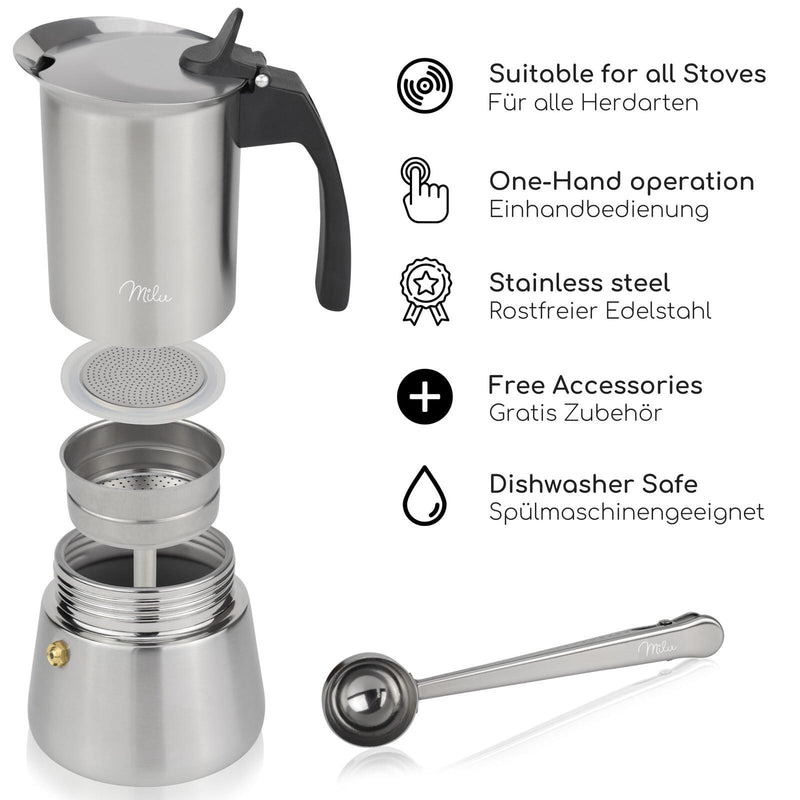 Milu 4 Tassen Espressokocher silber/schwarz