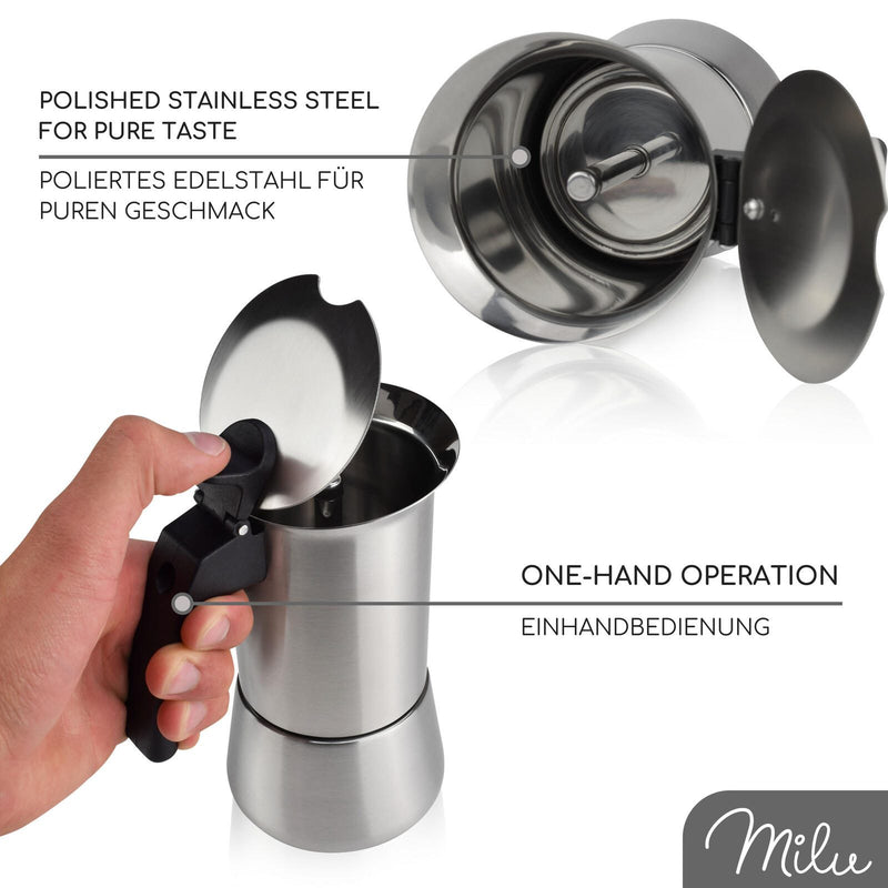 Milu 4 Tassen Espressokocher silber/schwarz