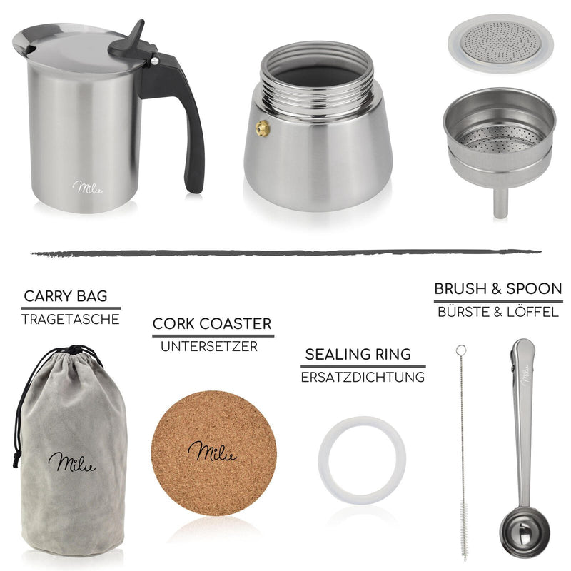 Milu 4 Tassen Espressokocher silber/schwarz
