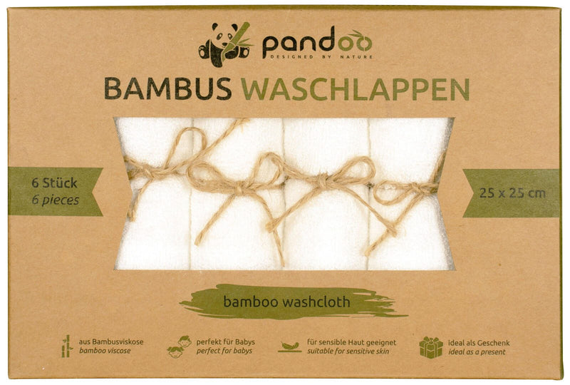 pandoo Bambus Waschlappen 25 cm x 25 cm weiß