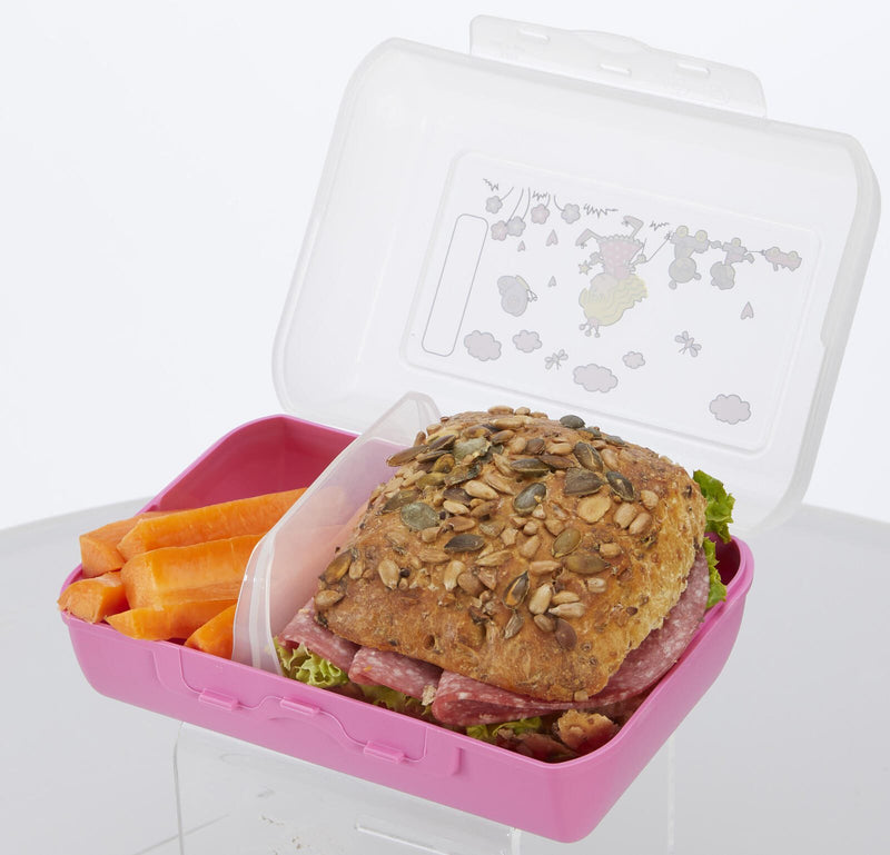 emsa Kinder Trinkflasche & Lunchbox Flasche: 0,4 l, Brotdose: 7,0 x 18,0 cm transparent, rosa