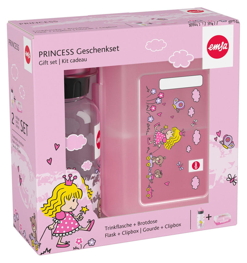 emsa Kinder Trinkflasche & Lunchbox Flasche: 0,4 l, Brotdose: 7,0 x 18,0 cm transparent, rosa