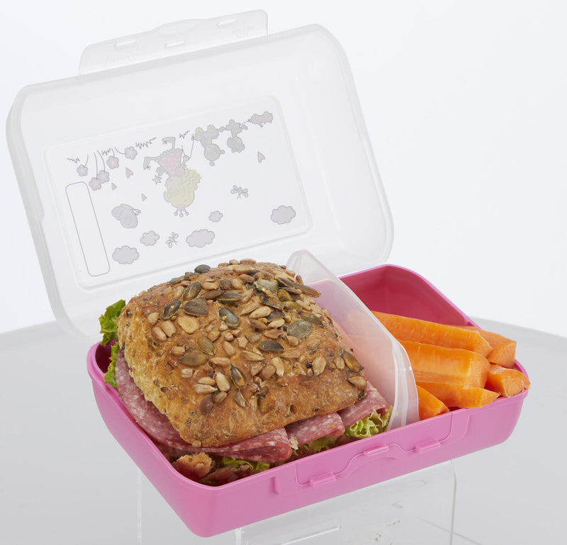 emsa Kinder Trinkflasche & Lunchbox Flasche: 0,4 l, Brotdose: 7,0 x 18,0 cm transparent, rosa