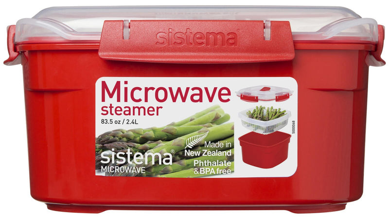 sistema® Mikrowellen-Dampfgarer 10.5 cm hoch rot, transparent