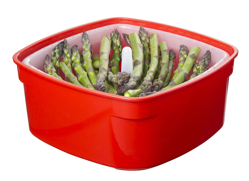 sistema® Mikrowellen-Dampfgarer 10.5 cm hoch rot, transparent