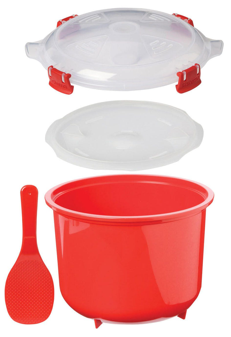 sistema® Mikrowellen-Reiskocher 16.1 cm hoch rot, transparent