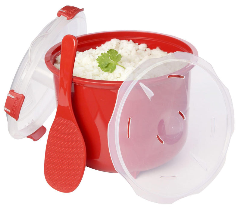 sistema® Mikrowellen-Reiskocher 16.1 cm hoch rot, transparent