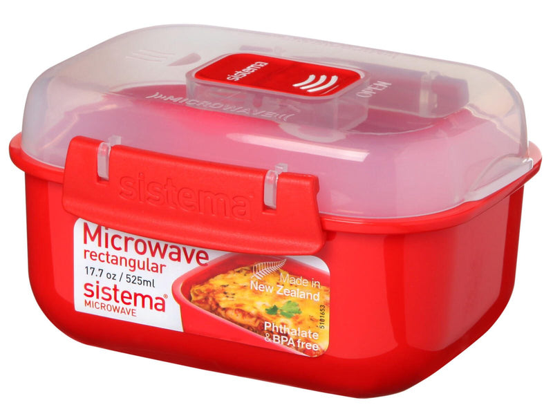 sistema® Mikrowellendose 8 cm hoch rot, transparent