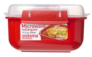 sistema® Mikrowellendose 8 cm hoch rot, transparent