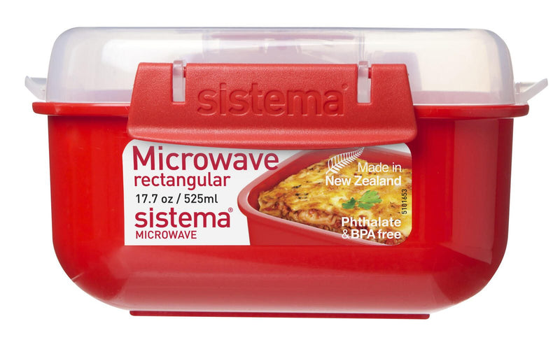 sistema® Mikrowellendose 8 cm hoch rot, transparent