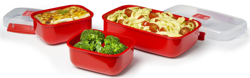 sistema® Mikrowellen-Set rot, transparent