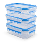 emsa Frischhaltedosen-Set CLIP & CLOSE 7 cm hoch 1,0 l transparent, blau