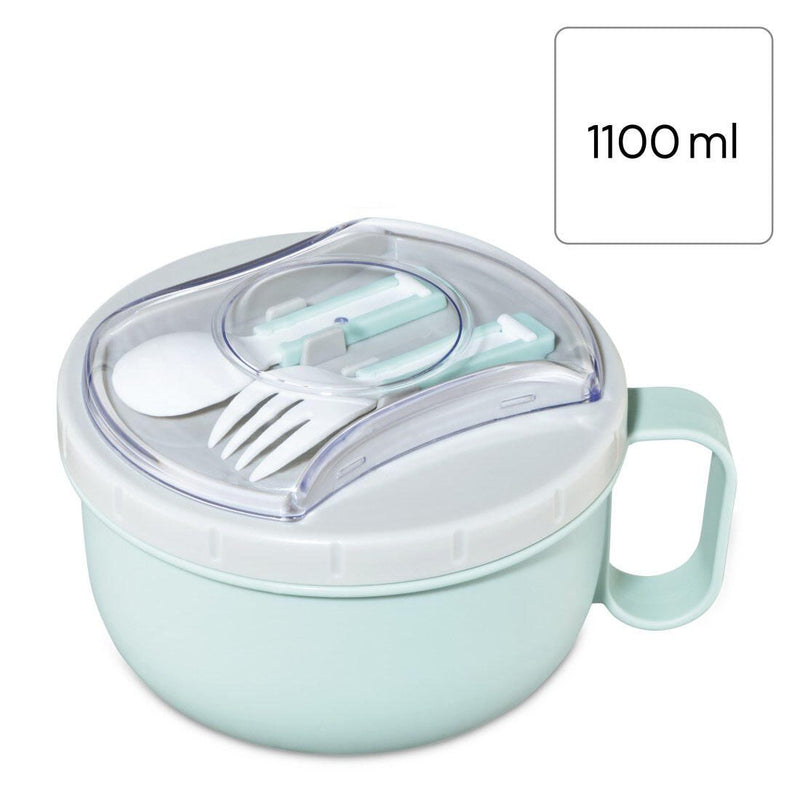 xavax® Lunchbox 10 cm hoch 1,1 l pastellblau, transparent, grau, weiß
