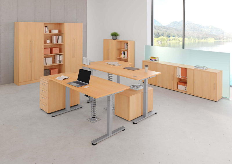 HAMMERBACHER elektrisch höhenverstellbarer Schreibtisch VXDSM19/6/S buche