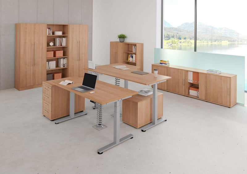 HAMMERBACHER elektrisch höhenverstellbarer Schreibtisch VXDSM16/N/S nussbaum