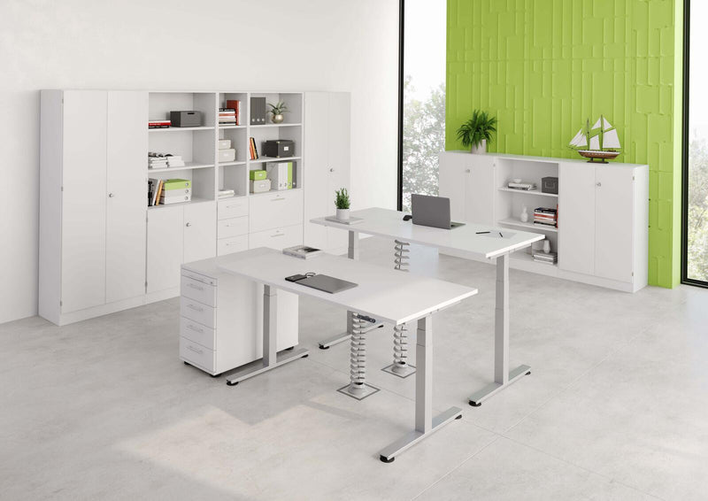 HAMMERBACHER elektrisch höhenverstellbarer Schreibtisch VXDSM19/W/S weiß
