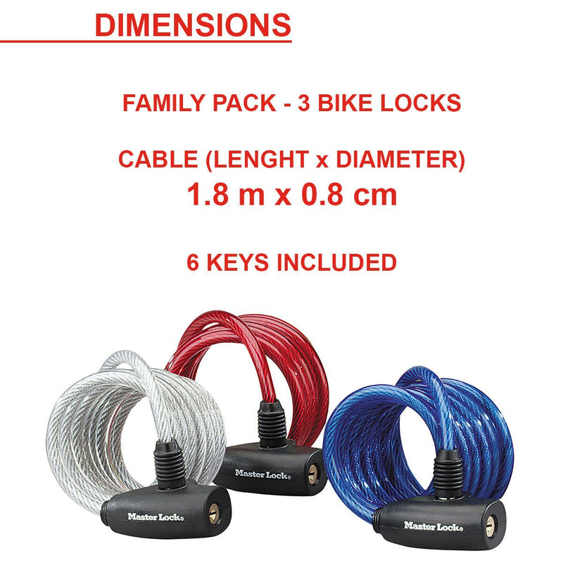 Master Lock® Fahrradschloss 1.8 m mehrfarbig