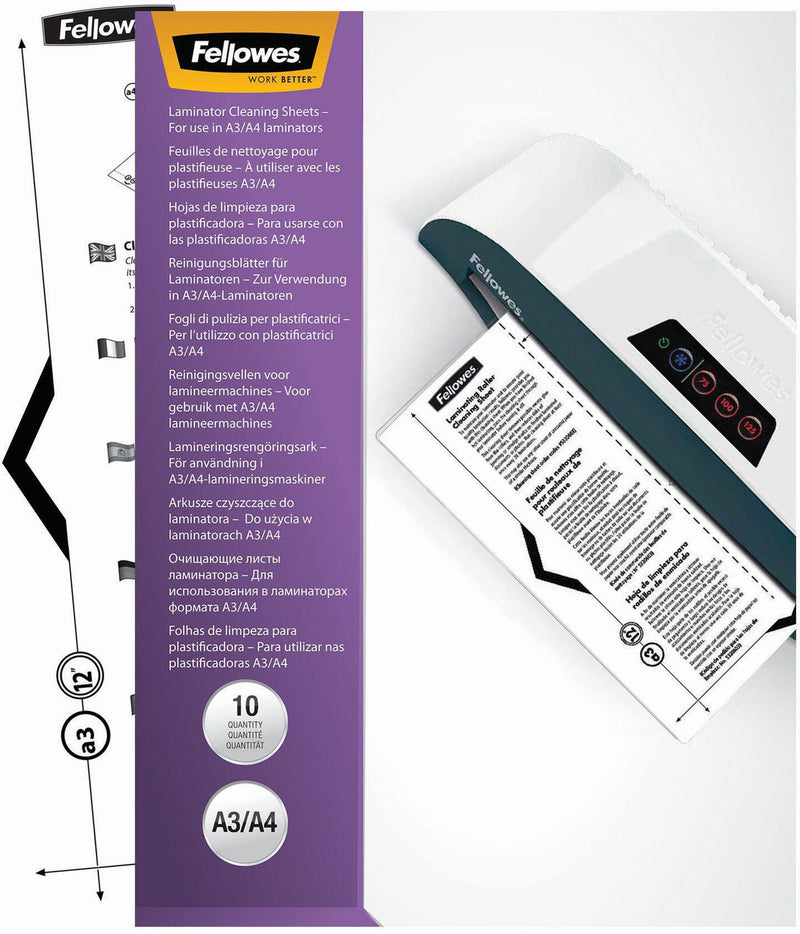 Fellowes Reinigungsblätter mit Carrierfunktion für Laminiergeräte glänzend 21,5 x 30,3 cm