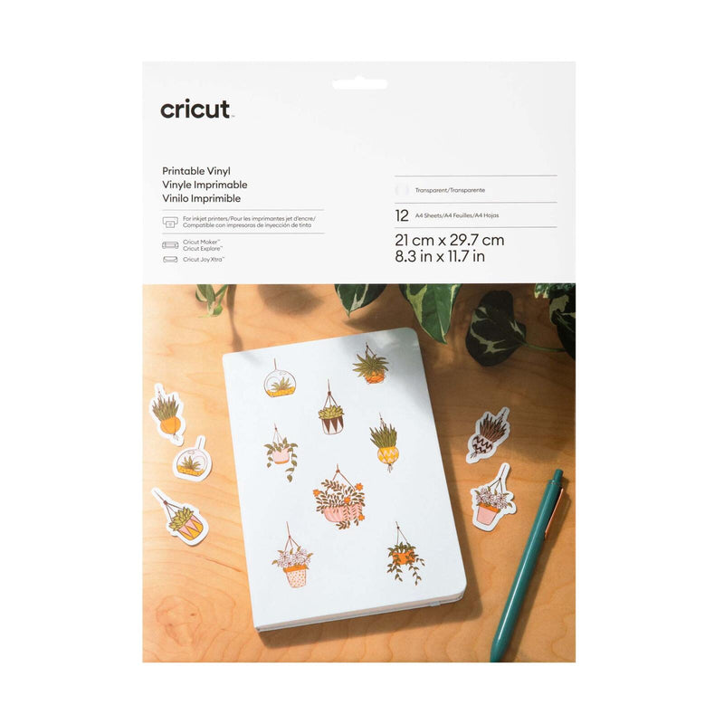 Cricut bedruckbare Aufkleberfolie für Schneideplotter 21 cm x 29.7 cm transparent