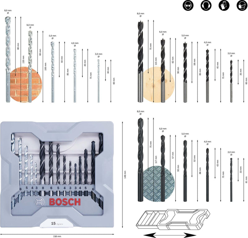 BOSCH Bohrer-Set X-Pro Line CYL-1 15-teilig