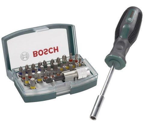 BOSCH Bit-Set Set mit Handschraubendreher 32-teilig