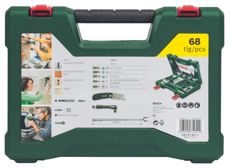 BOSCH Bohrer- und Bit-Set V-Line Box 68-teilig