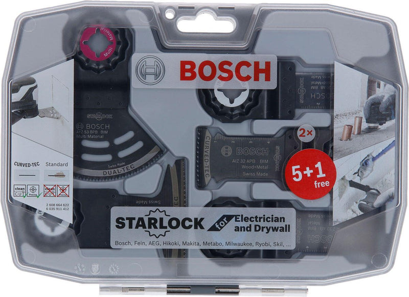 BOSCH Starlock Set für Elektriker und Trockenbauer Tauchsägeblätter-Set 6-teilig