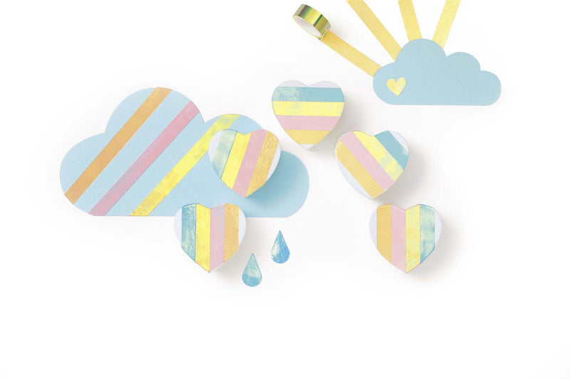 folia Magic Rainbow Deko-Klebeband 12 mm x 2 m irisieren blau, lila, flieder, weiß, gelb