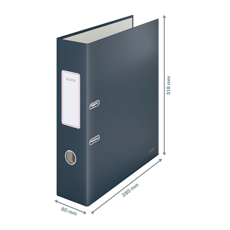LEITZ Ordner Rückenbreite 8 cm DIN A4 stabile Pappe samtgrau