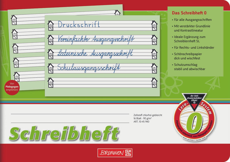 BRUNNEN Schreiblernheft DIN A5 quer 16 Blatt