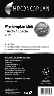 CHRONOPLAN Kalendereinlage Wochenplan Midi 2025