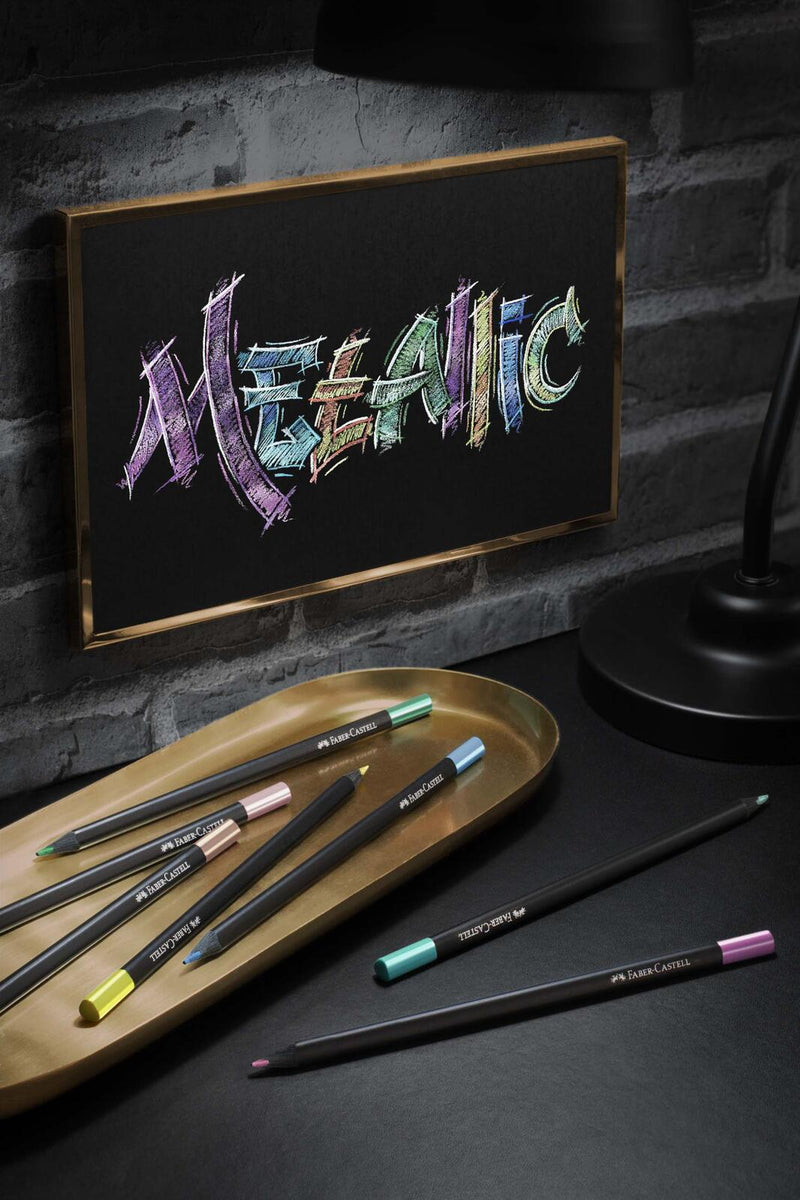 FABER-CASTELL Buntstifte Black Edition Metallic Mehrfarbig