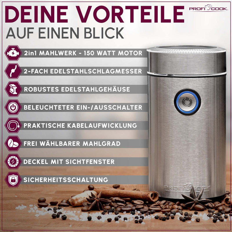 ProfiCook PC-KSW 1216 Kaffeemühle silber