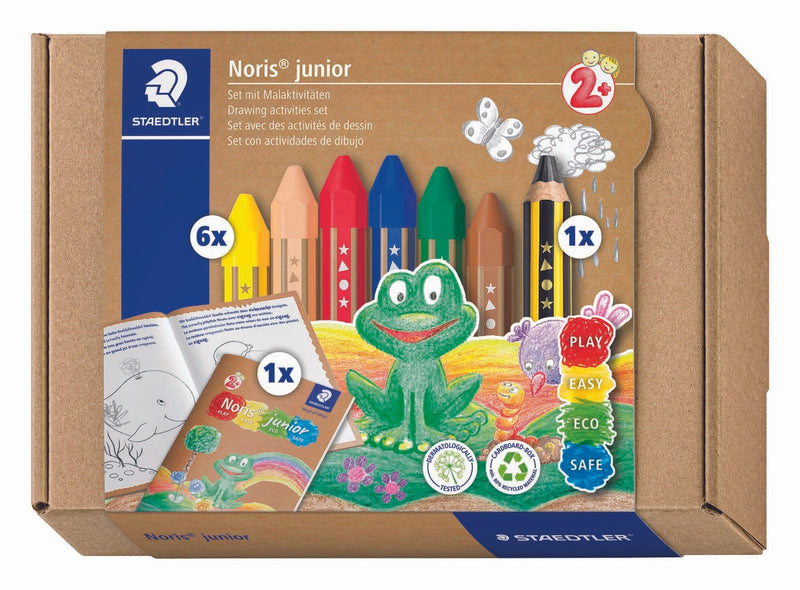 STAEDTLER Noris® junior 61 C1 Wachsmalstifte 6 Wachsmalstifte, Kinderbleistift, Malheft