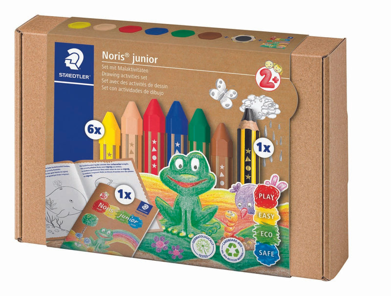STAEDTLER Noris® junior 61 C1 Wachsmalstifte 6 Wachsmalstifte, Kinderbleistift, Malheft
