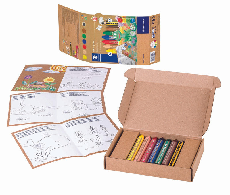STAEDTLER Noris® junior 61 C1 Wachsmalstifte 6 Wachsmalstifte, Kinderbleistift, Malheft