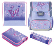 herlitz Schulranzen-Set Loop Plus Butterfly Paradise 31,0 x 22,0 x 37,0 cm lila 16,0 l
