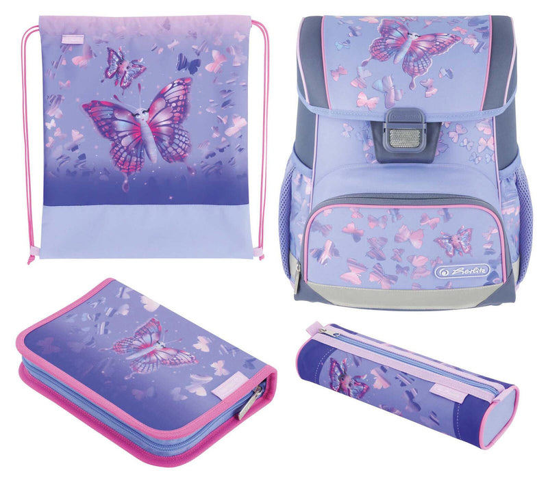 herlitz Schulranzen-Set Loop Plus Butterfly Paradise 31,0 x 22,0 x 37,0 cm lila 16,0 l
