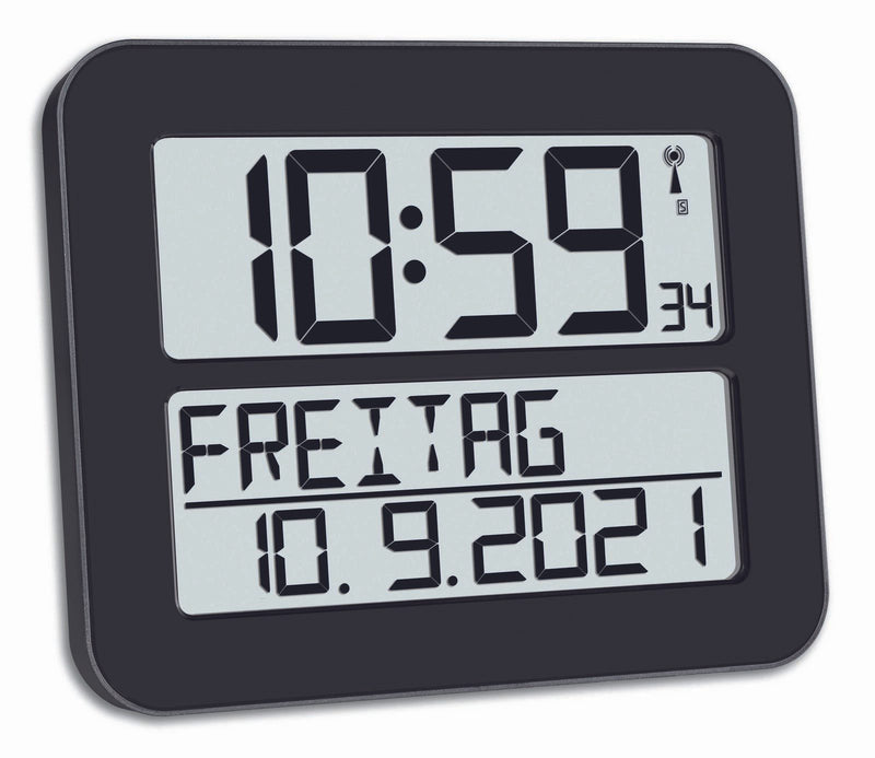 TFA® digitale Funkwanduhr 60.4512.01 schwarz