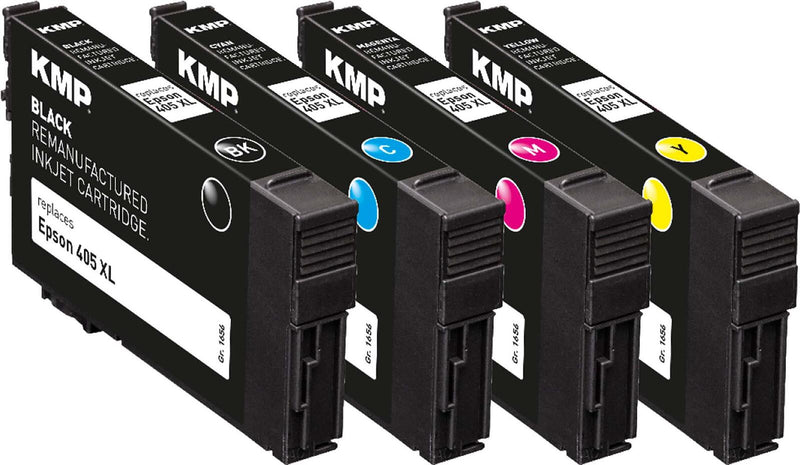 KMP Druckerpatronen schwarz, cyan, magenta, gelb kompatibel zu EPSON 405XL BK/C/M/Y, 4er-Set