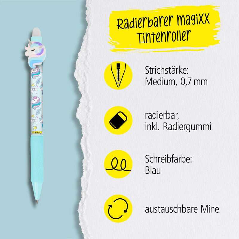 ONLINE® magiXX Fun Unicorn Gelschreiber 0.7 mm, Schreibfarbe: Blau