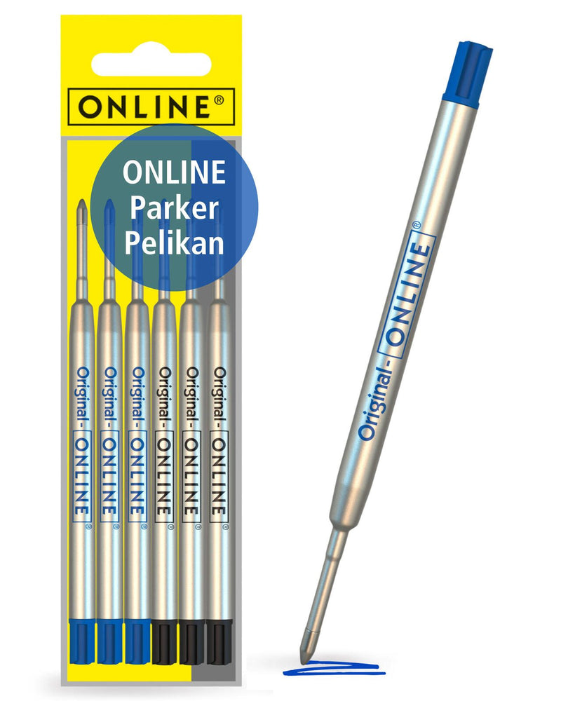 ONLINE® Kugelschreiberminen 3 St. schwarz, 3 St. blau 0.6 mm Mehrfarbig