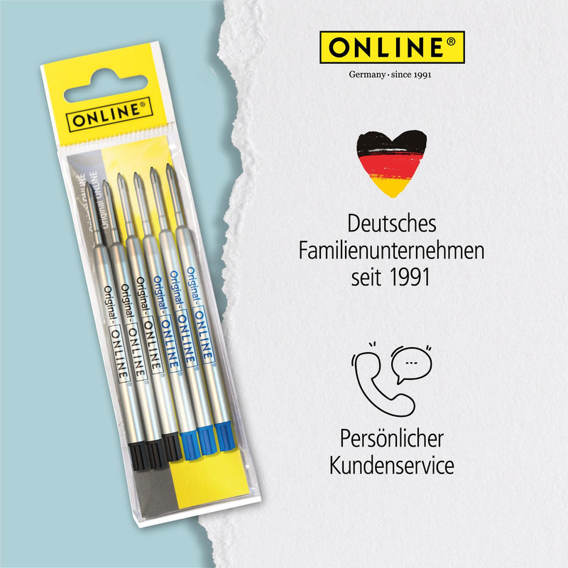 ONLINE® Kugelschreiberminen 3 St. schwarz, 3 St. blau 0.6 mm Mehrfarbig