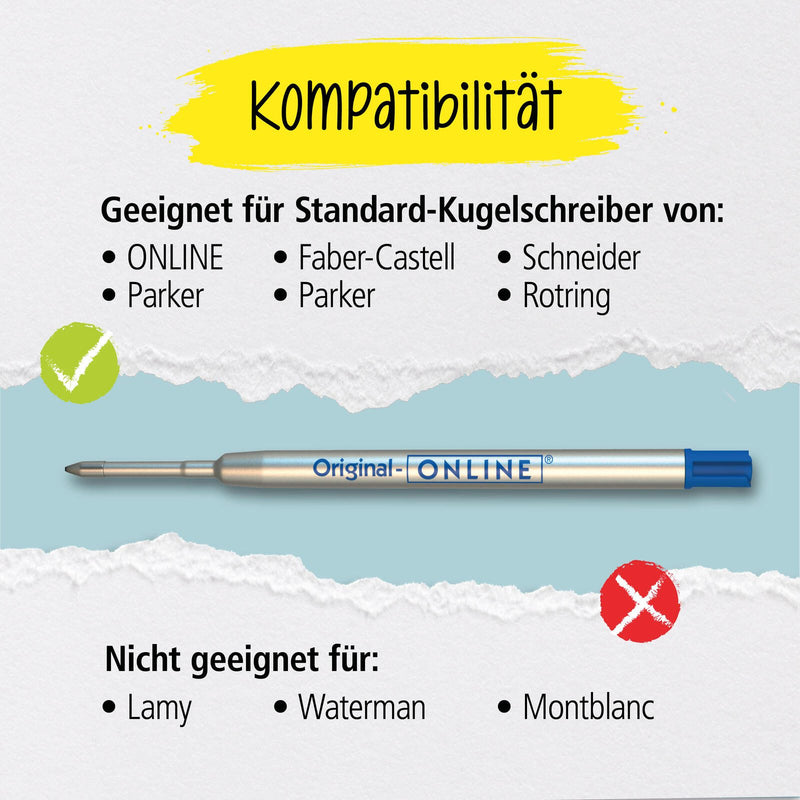 ONLINE® Kugelschreiberminen 3 St. schwarz, 3 St. blau 0.6 mm Mehrfarbig