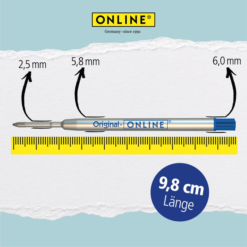 ONLINE® Kugelschreiberminen 3 St. schwarz, 3 St. blau 0.6 mm Mehrfarbig