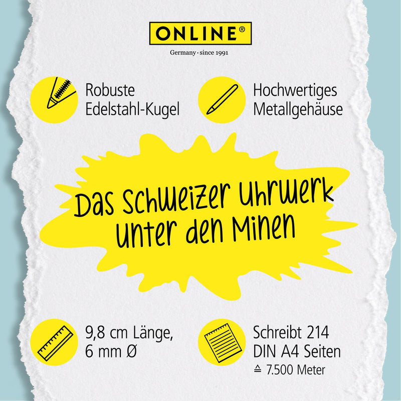 ONLINE® Kugelschreiberminen 6 St. 0.6 mm Schwarz