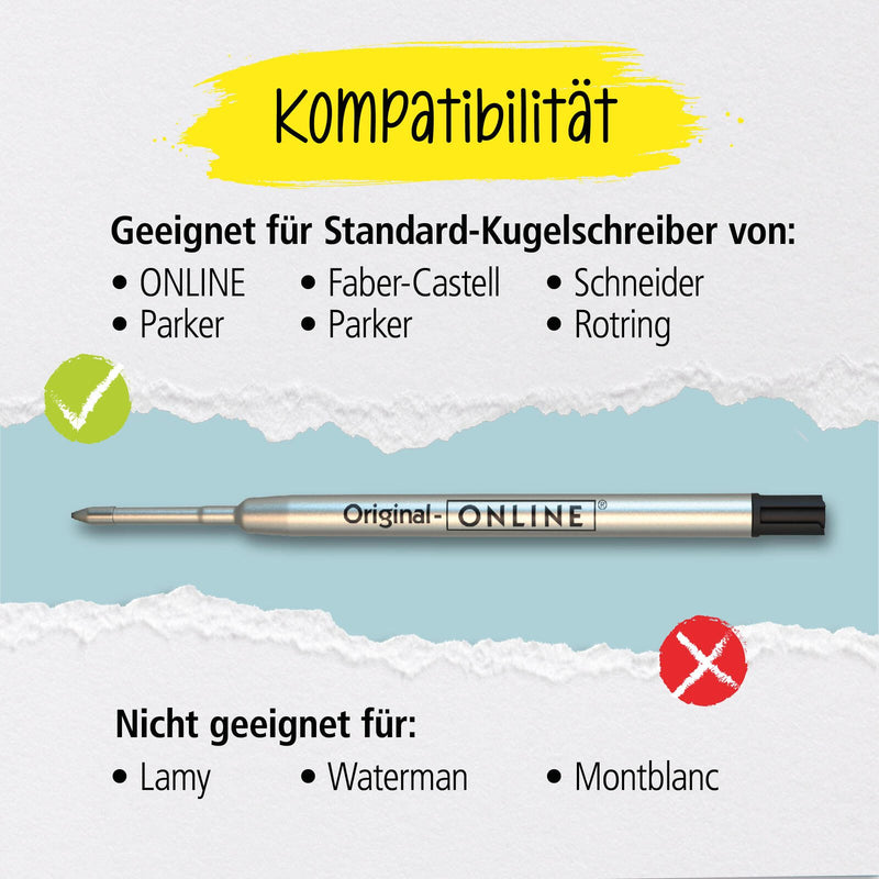 ONLINE® Kugelschreiberminen 6 St. 0.6 mm Schwarz