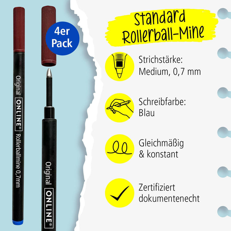 ONLINE® Rollerball-Minen Gelschreiberminen 0.7 mm Blau