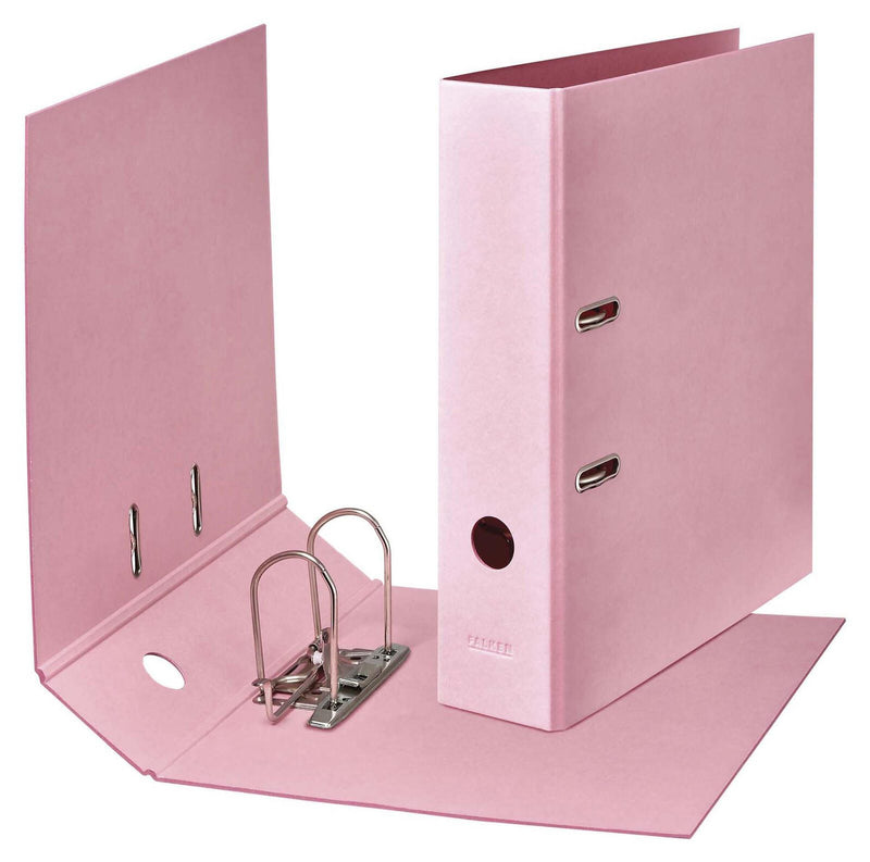 FALKEN Ordner Rückenbreite 8 cm DIN A4 Karton Vanille-Gelb, Flamingo-Pink, Himmel-Blau