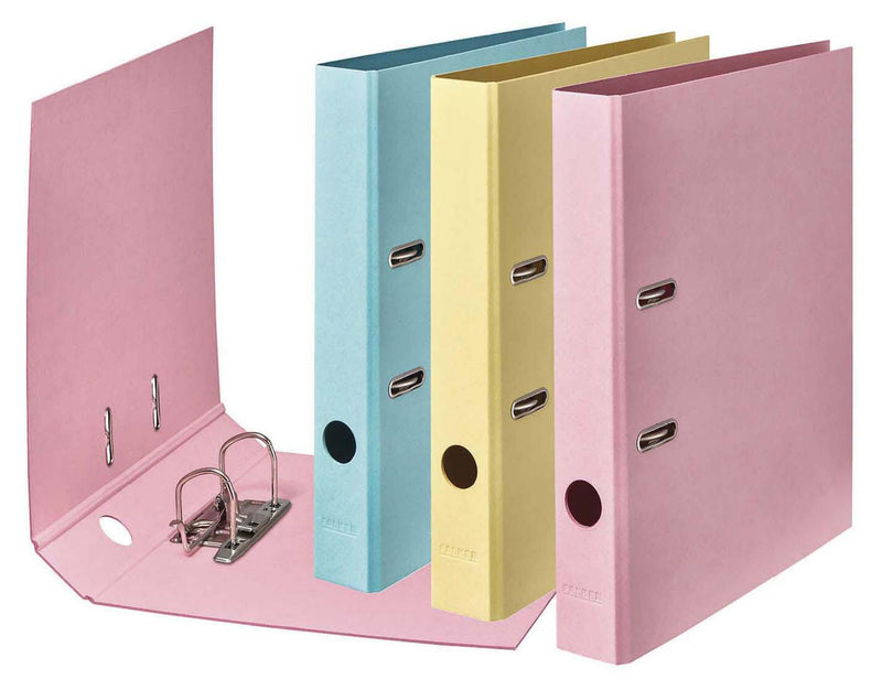 FALKEN Ordner Rückenbreite 5 cm DIN A4 Karton Vanille-Gelb, Flamingo-Pink, Himmel-Blau
